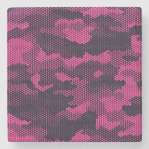 Posavasos De Piedra Hexagonal de camuflaje, fondo de textura militar