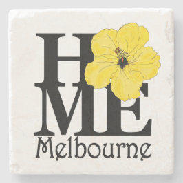Posavasos De Piedra Hibisco amarillo CASERO de Melbourne la Florida