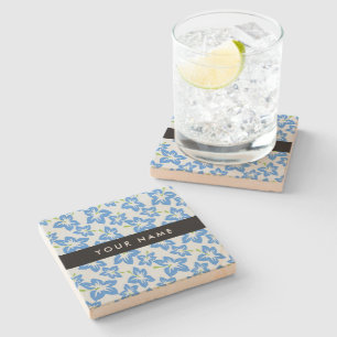 Posavasos De Piedra Hibisco Azul, Flores Azules, Tu Nombre