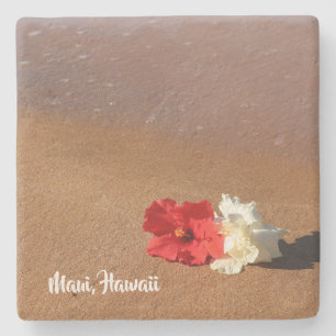 Posavasos De Piedra Hibisco hawaiano en el práctico de costa de la