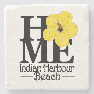 Posavasos De Piedra Hibisco indio CASERO del amarillo de la playa del