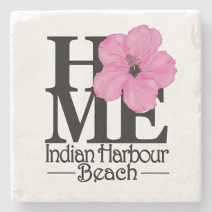 Posavasos De Piedra Hibisco indio CASERO del rosa de la playa del