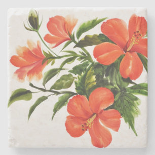 Posavasos De Piedra Hibisco rojo caliente