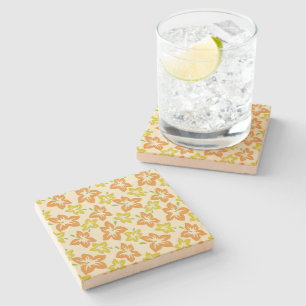 Posavasos De Piedra Hibiscus amarillo, Hibiscus Naranja, patrón floral