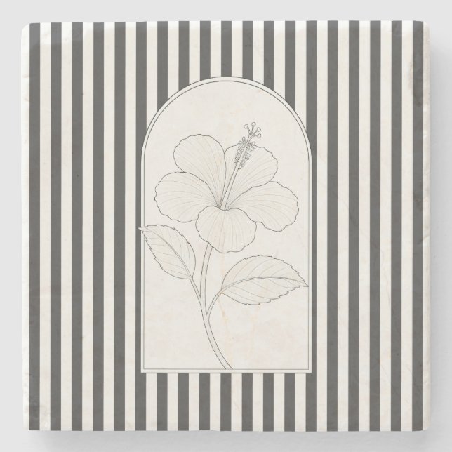 Posavasos De Piedra Hibiscus Elegant Flower Botanical (Anverso)
