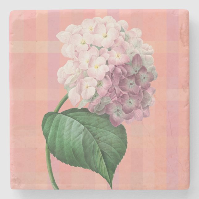 Posavasos De Piedra Hídrangea rosa Flor de arte (Anverso)