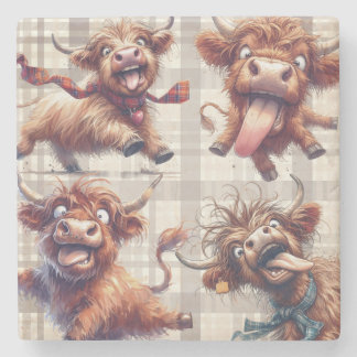 Posavasos De Piedra Highland Cow Watercolor
