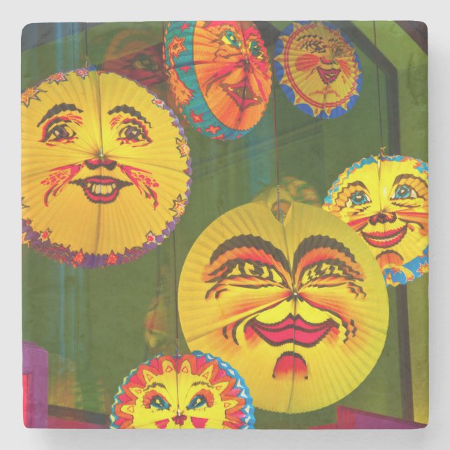 Posavasos De Piedra Hinchas de Papel Feliz (Anverso)