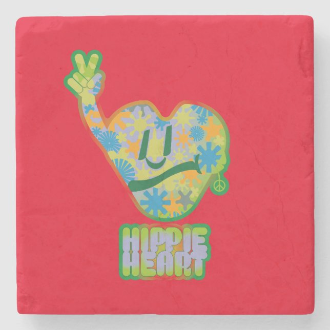 Posavasos De Piedra Hippie Heart ICON 2024 BY MASANSER (Anverso)
