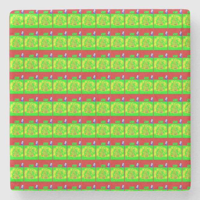 Posavasos De Piedra Historia festiva de los Navidades "Merry" (Anverso)