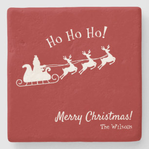 Posavasos De Piedra Ho Ho Ho Ho Feliz Navidad con Santa, Red Coaster
