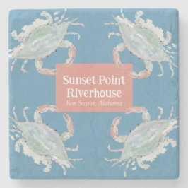 Posavasos De Piedra Hogar de vacaciones de cangrejo acuarela