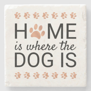 Posavasos De Piedra Hogar Es Donde Está El Perro Estampados De Huellas