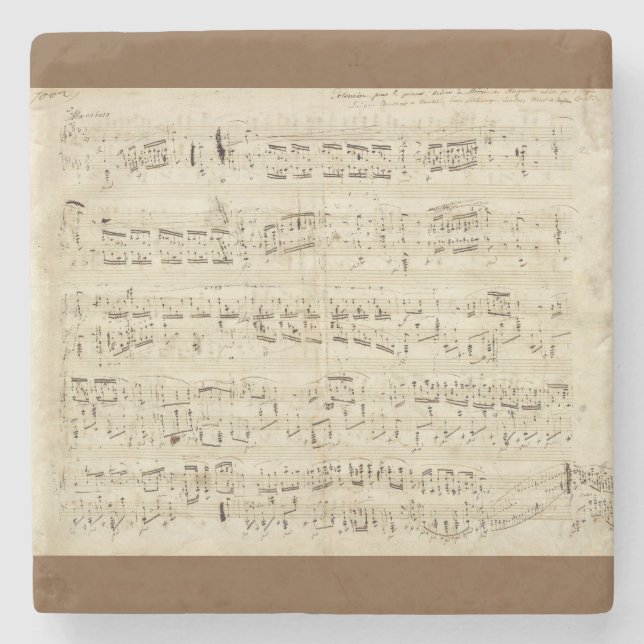 Posavasos De Piedra Hoja de música en pergamino manuscrita en tinta (Anverso)