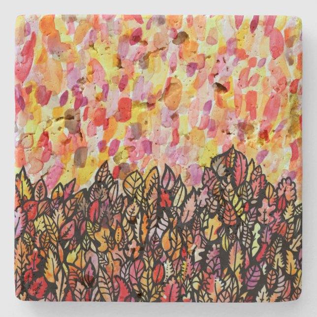 Posavasos De Piedra Hoja de otoño (Anverso)