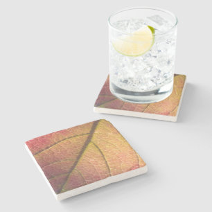 Posavasos De Piedra Hoja de otoño amarilla y roja