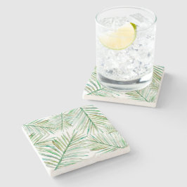 Posavasos De Piedra Hoja de palma tropical de la acuarela
