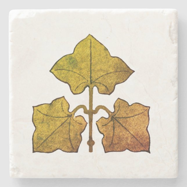 Posavasos De Piedra Hoja de roble dorada (Anverso)