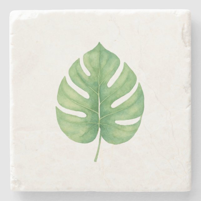 Posavasos De Piedra Hoja Gren de Monstera (Anverso)