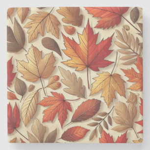 Posavasos De Piedra hojas clásicas de otoño
