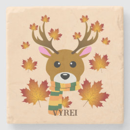 Posavasos De Piedra Hojas de arce de ciervo de otoño