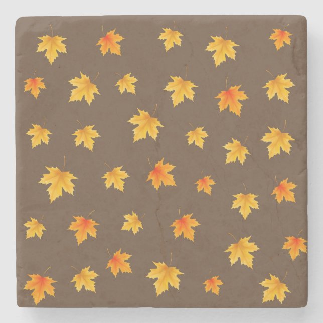 Posavasos De Piedra Hojas de arce de otoño (Anverso)