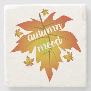 Posavasos De Piedra Hojas de arce en la tipografía de humor de otoño