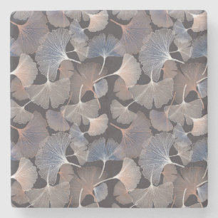 Posavasos De Piedra Hojas de Ginkgo: elegante patrón natural.