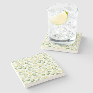 Posavasos De Piedra Hojas de limas verdes Fruta