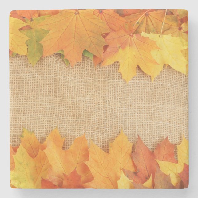 Posavasos De Piedra Hojas de otoño (Anverso)