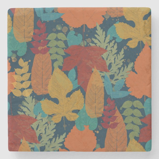 Posavasos De Piedra Hojas de otoño (Anverso)