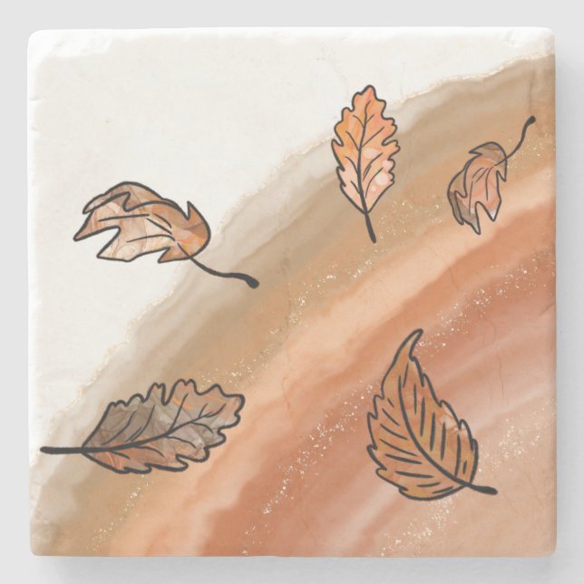 Posavasos De Piedra Hojas de otoño de ágata (Anverso)