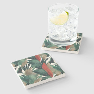 Posavasos De Piedra Hojas de palma en tonos apagados