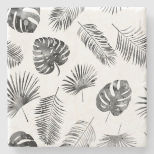 Posavasos De Piedra Hojas de palma negras: inmaculadas.