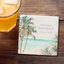 Hojas de Palma Tropical Personalizadas Playa Azul