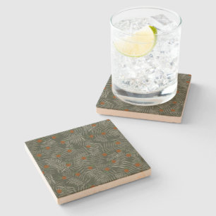 Posavasos De Piedra Hojas de palma y Naranjas