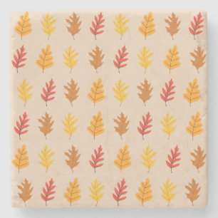 Posavasos De Piedra Hojas de roble otoñales