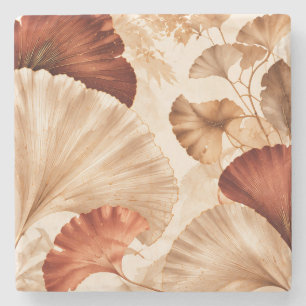 Posavasos De Piedra Hojas doradas de ginkgo Diseño botánico elegante