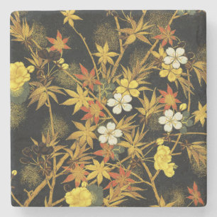 Posavasos De Piedra Hojas japonesas de otoño Antiguo Botánico