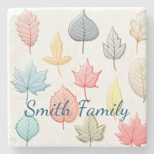 Posavasos De Piedra Hojas Pastel