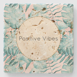 Posavasos De Piedra Hojas tropicales Aqua Gold Personalizadas