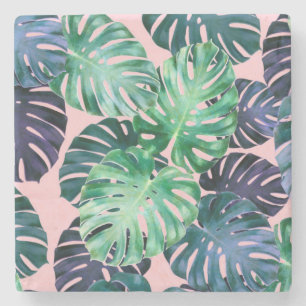 Posavasos De Piedra Hojas tropicales de Monstera