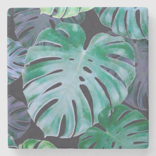 Posavasos De Piedra Hojas tropicales de Monstera