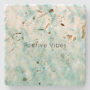 Posavasos De Piedra Hojas Tropicales Ombre Acuáticas Verde Menta
