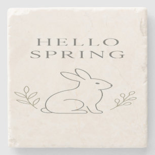 Posavasos De Piedra Hola Arte Mínimo de Conejo de Primavera Línea