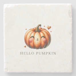 Posavasos De Piedra Hola Calabaza Caprichoso Minimalista Personalizado