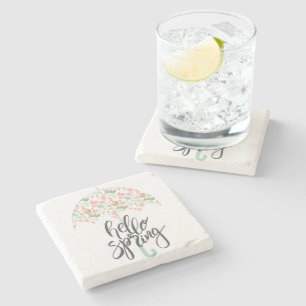 Posavasos De Piedra Hola Paraguas de Primavera