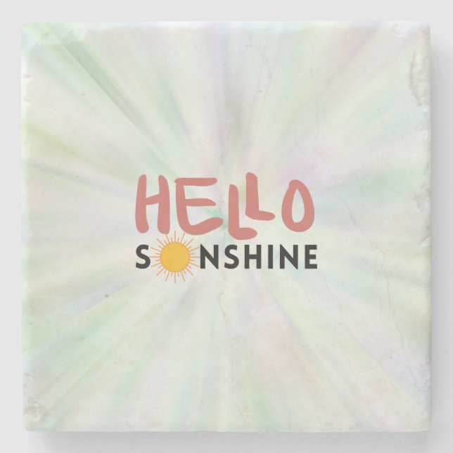 Posavasos De Piedra Hola Sonshine, Sun Rays, vibraciones de verano (Anverso)