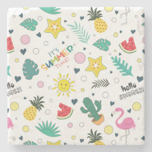 Posavasos De Piedra Hola verano, es verano, diversión de verano