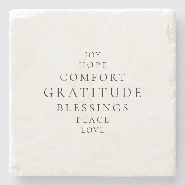 Posavasos De Piedra Holiday Joy Hope Peace Love Gratitude (Anverso)